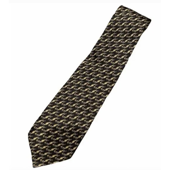 Valentino Other - Valentino Cravatte Tie Mens Black Gold Abstract‎ Pattern Made in Italy Designer